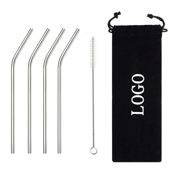 Curved Stainless Steel Drinking Straws 4pcs 1