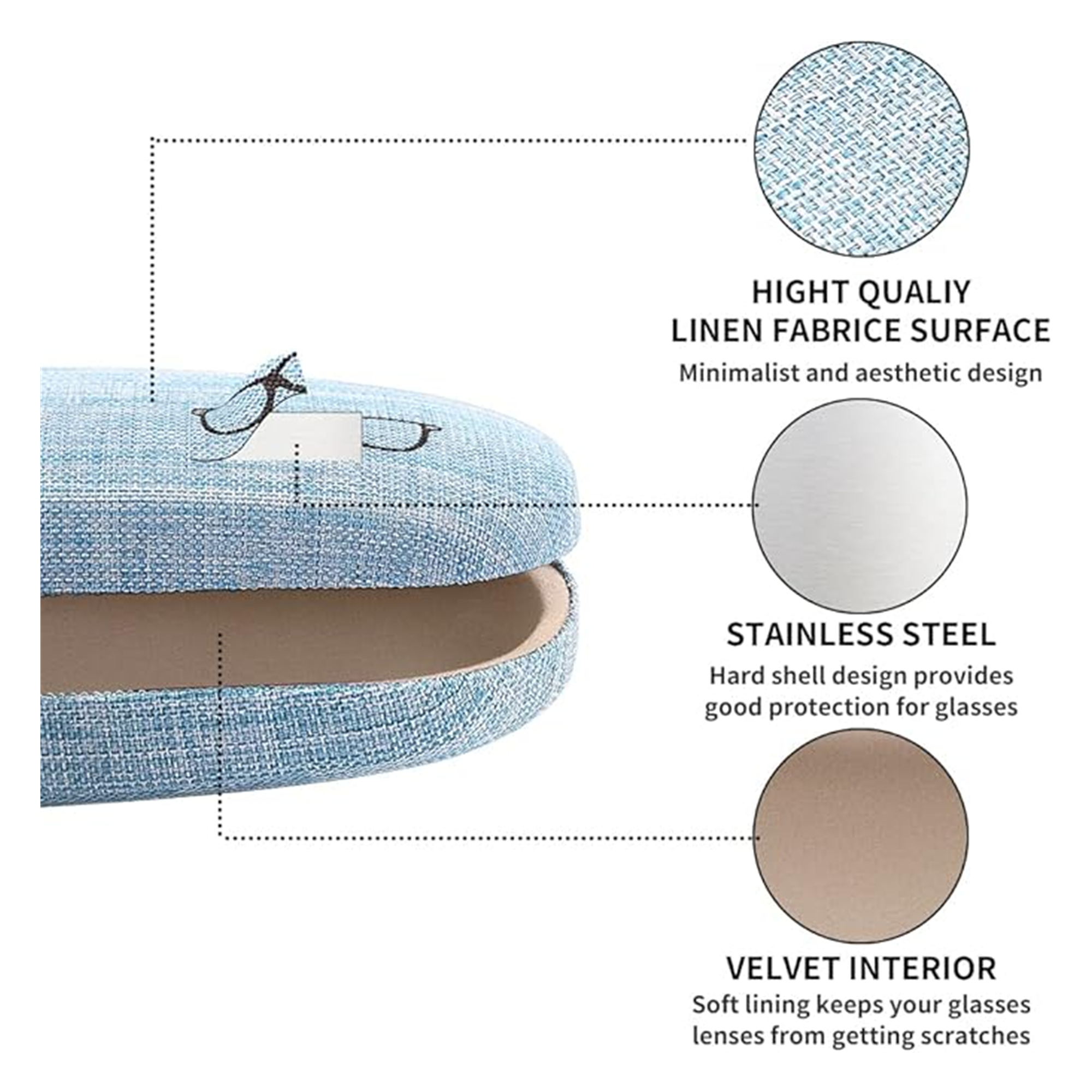 Hard Shell Linen Fabrics Eyeglasses Case 3