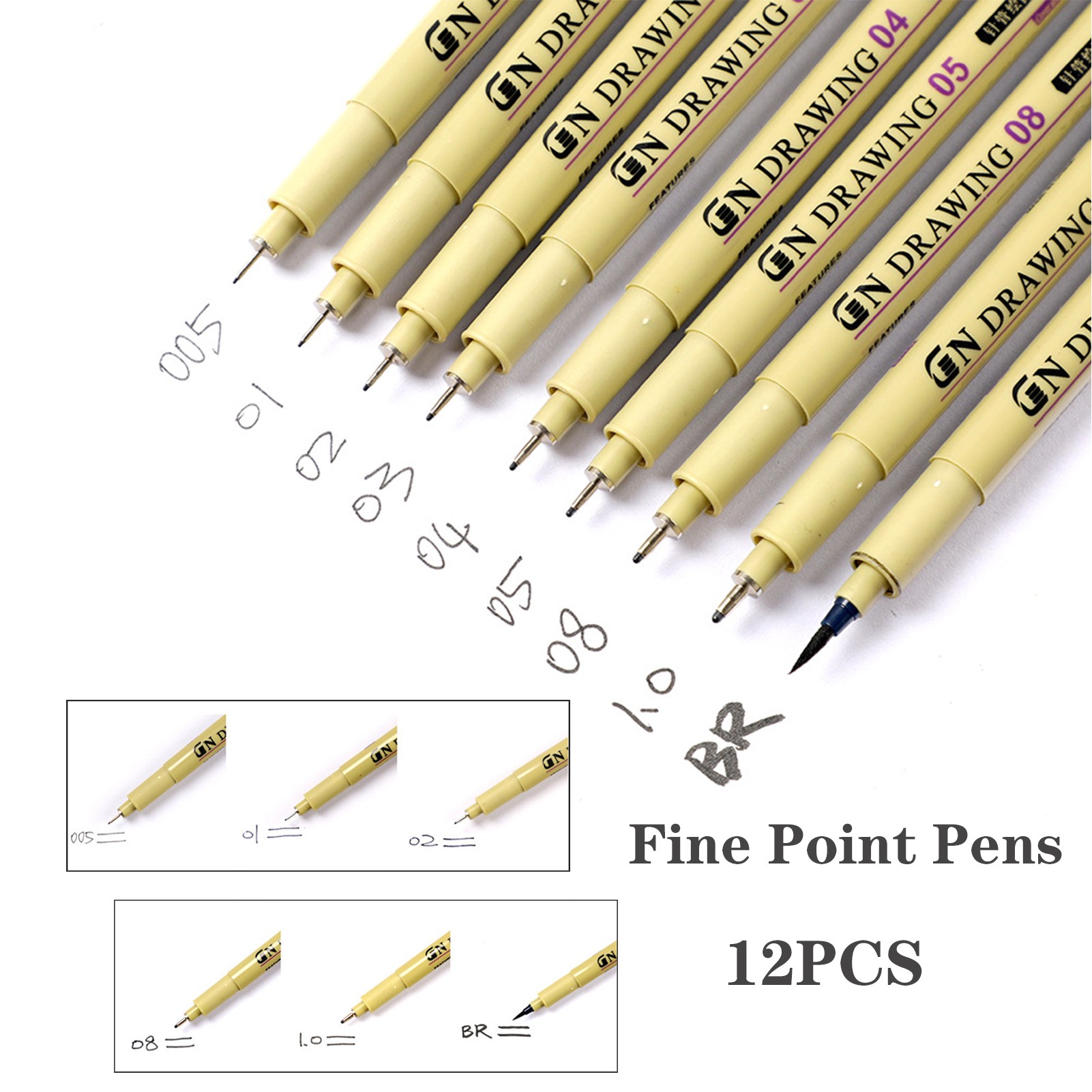 9 Pieces Precision Black Micro Pen Fineliner Ink Pen Ten Piece Set 1