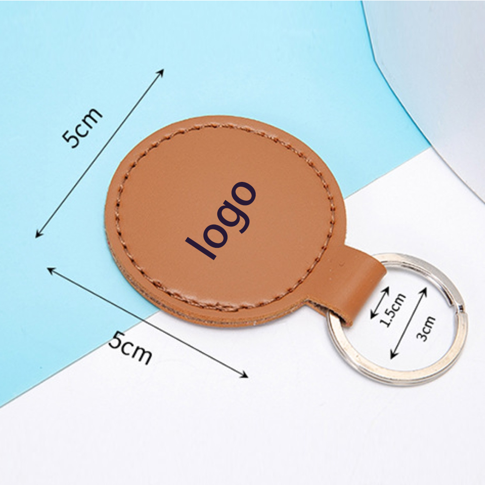 PU Leather Round Keychain 3
