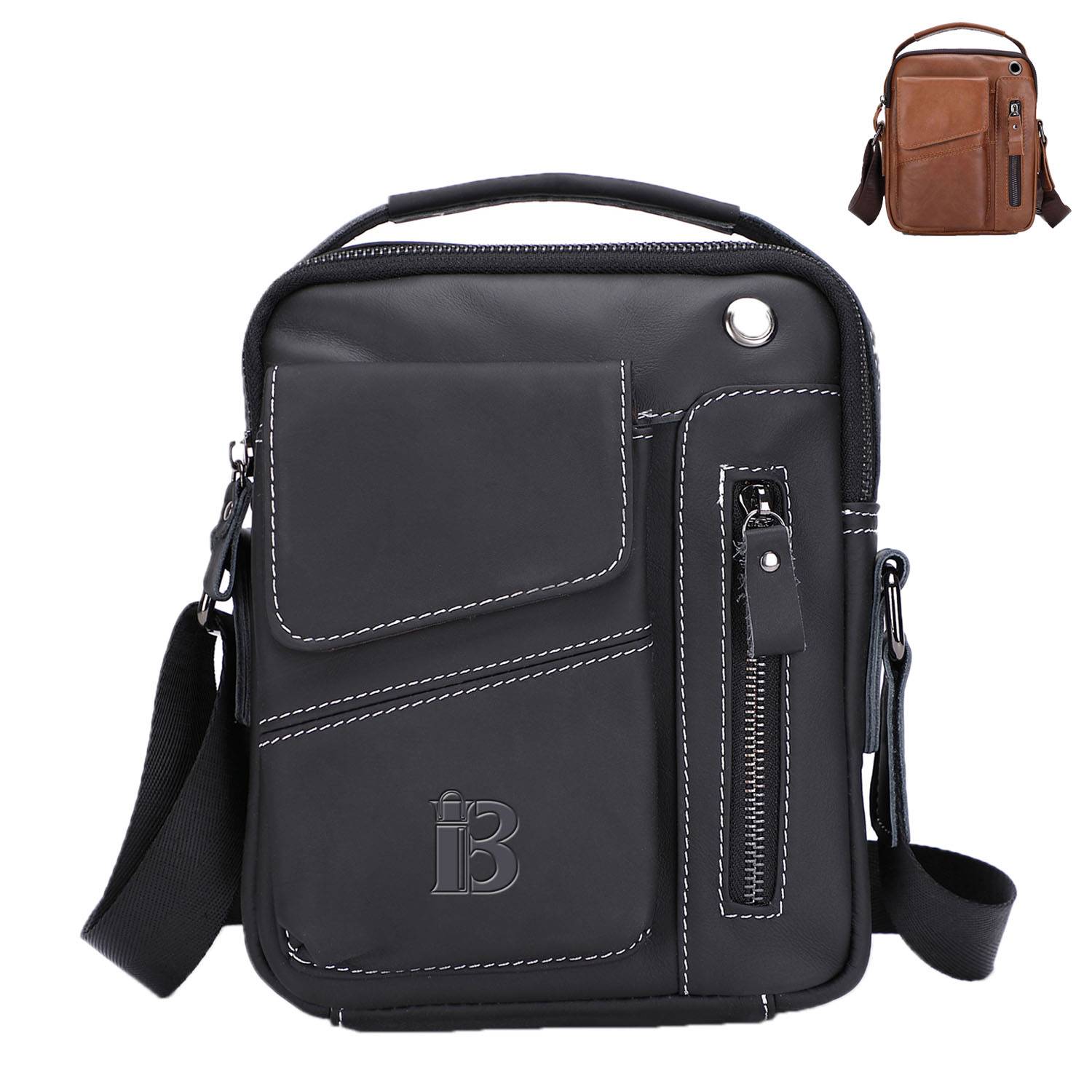 Genuine Leather outdoor Leisure style men's crossbody bag 2