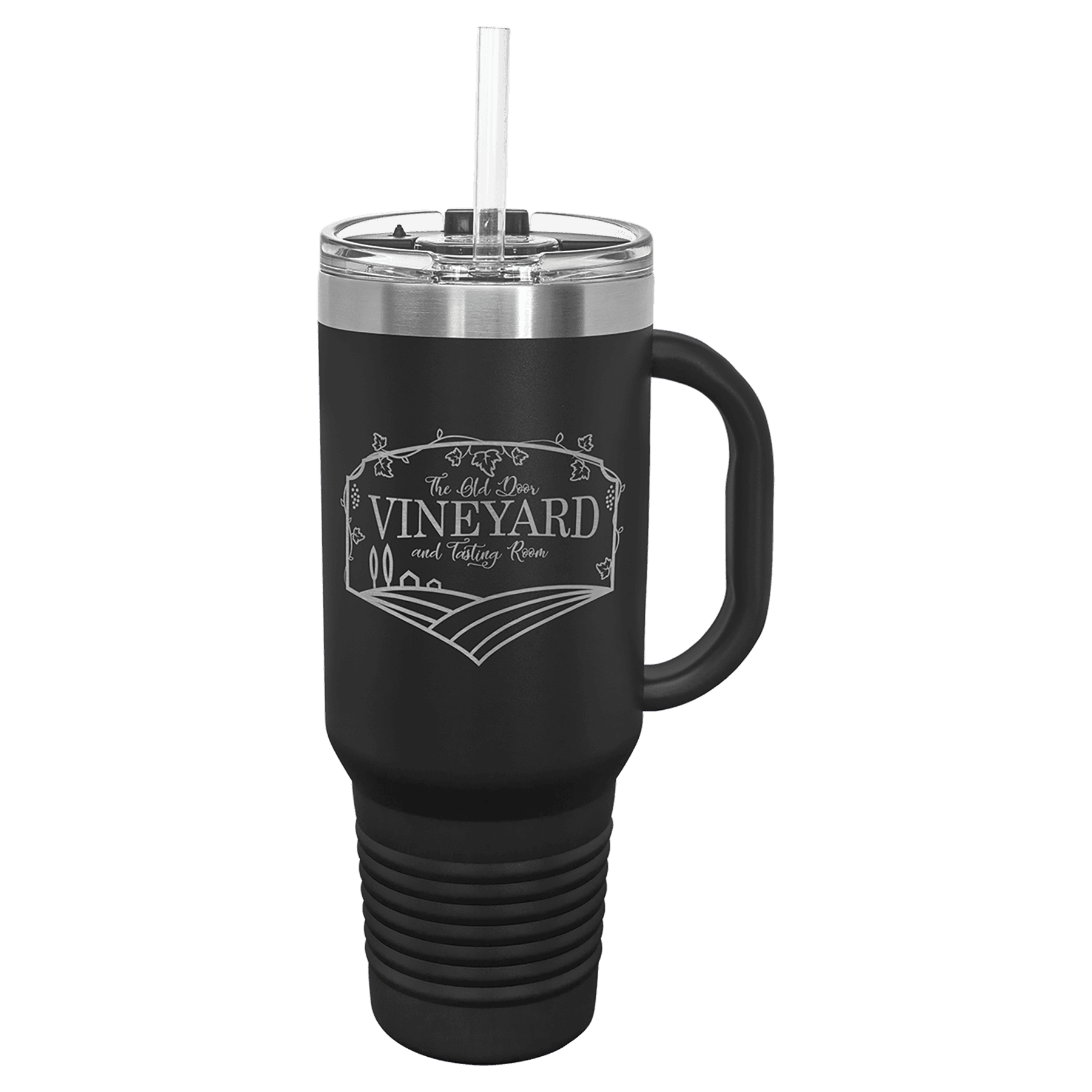 Polar Camel 40 oz. Black Travel Mug with Handle, Straw Included, custom tumbler with logo imprint 2