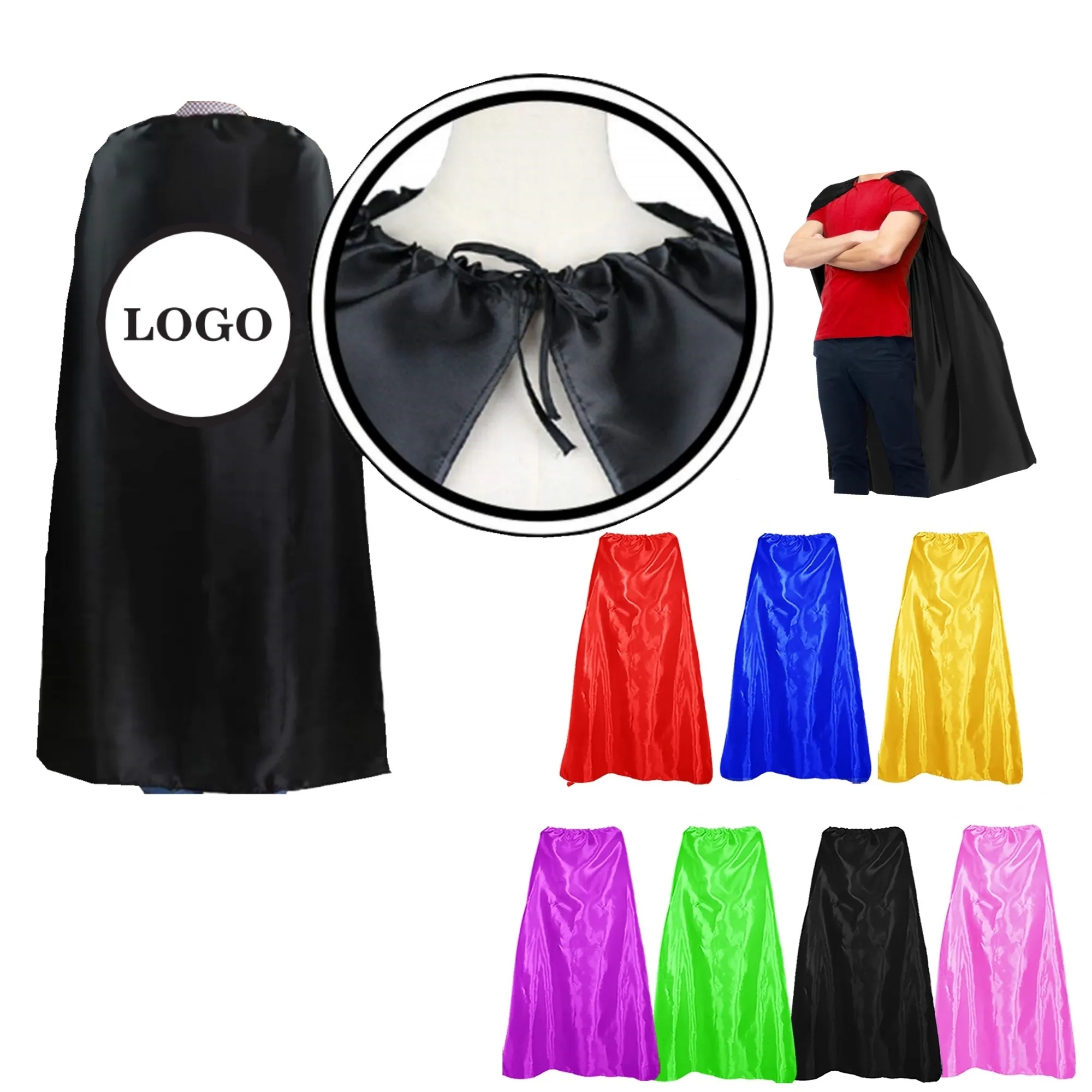 MOQ 100 PCS Custom LOGO Adult Kids Cosplay Colorful Cape 1