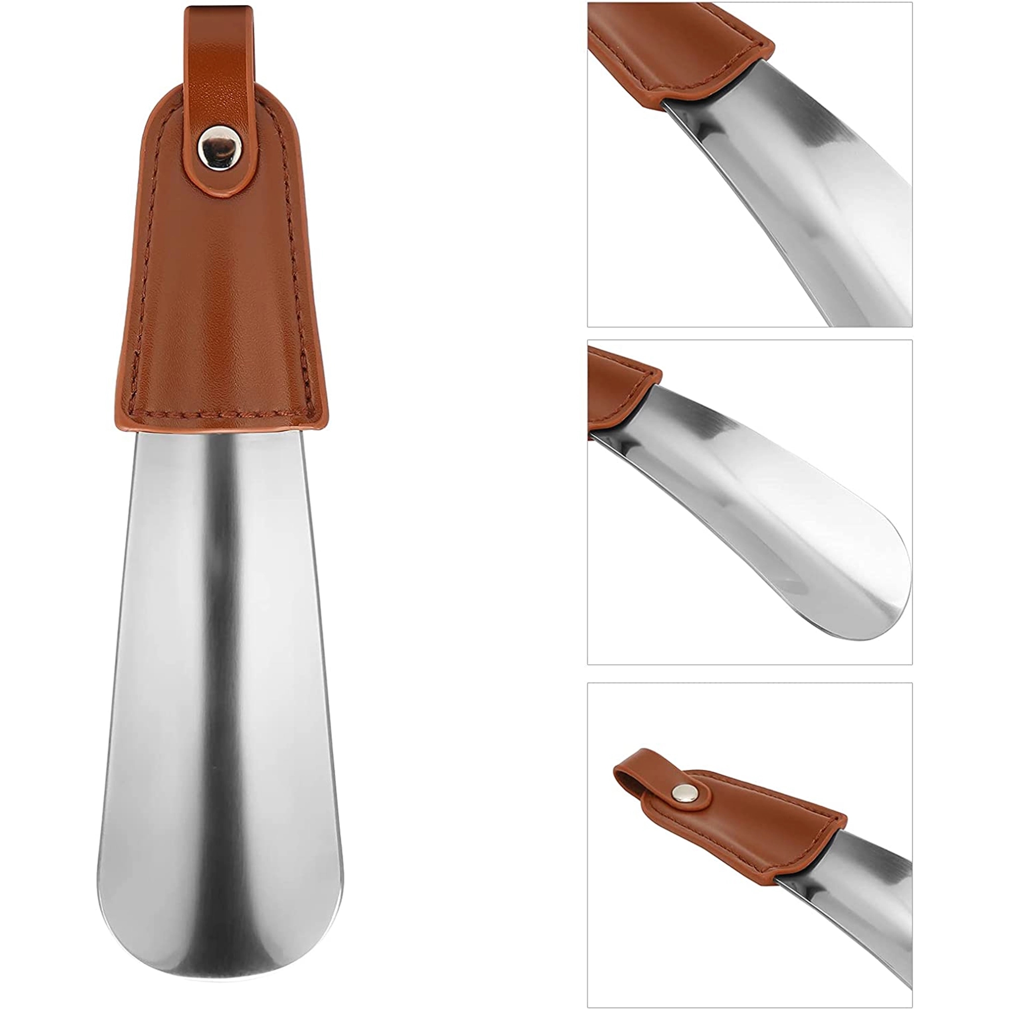 Protable Travel Shoe Horn with PU Leather Handle 3