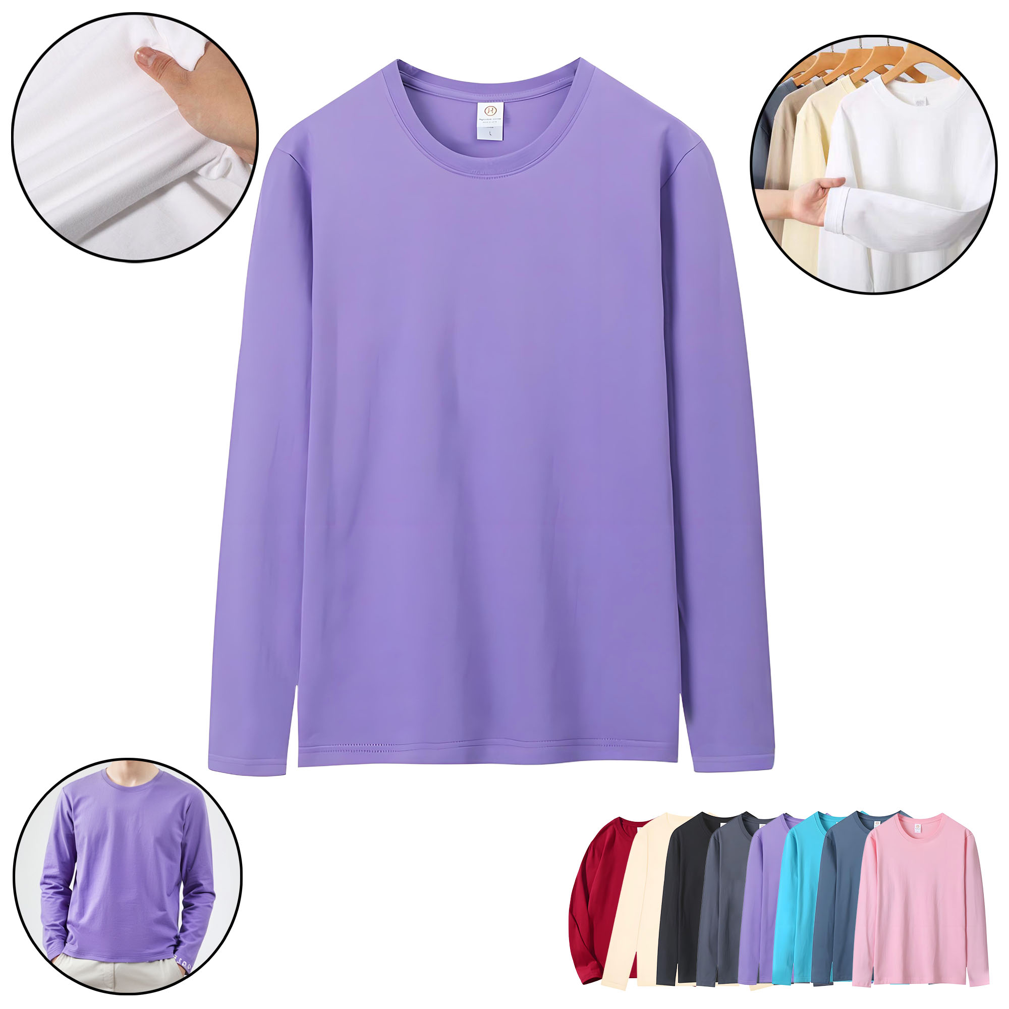 Men's Cotton Long Sleeve T-Shirt, Oversized Relaxed Fit. 4