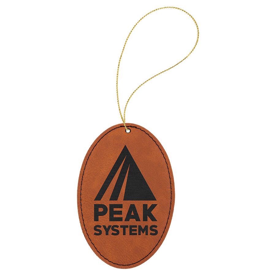 Rawhide Leatherette Oval Ornament with Gold String 1