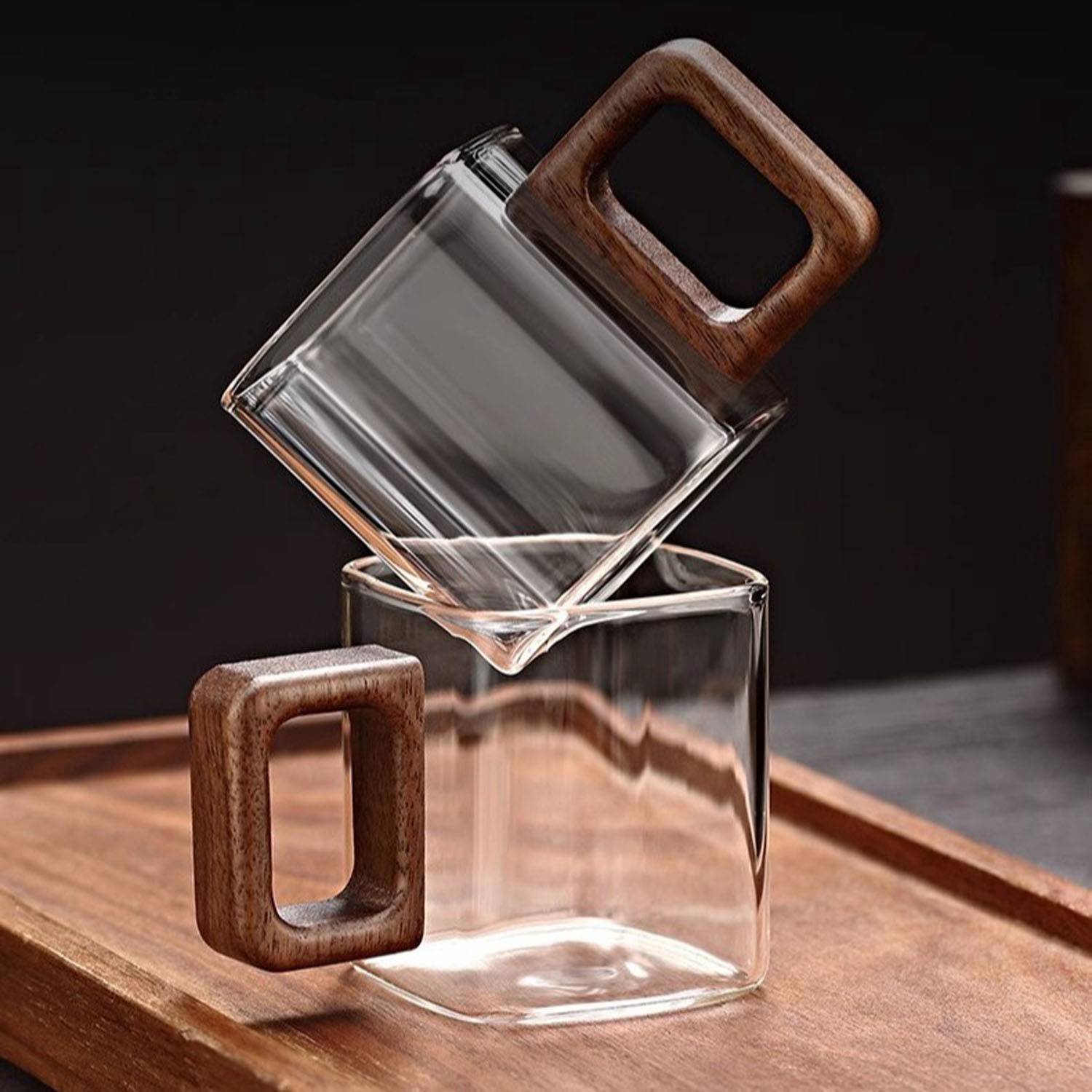 5 oz Borosilicate Glass Mug with Walnut Handle 4