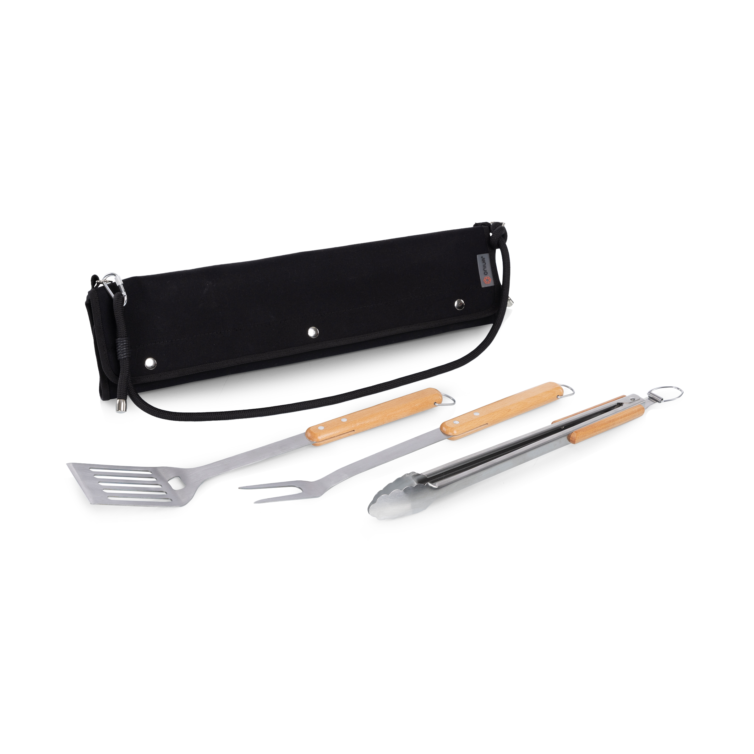 BBQ Roll Up 3 Piece Set with Beechwood Tools 3