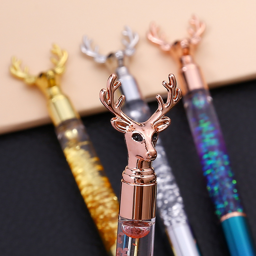 Crystal Dynamic Liquid Ball Pen with Elk Head 7