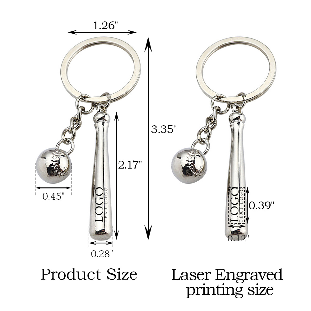 Mini Baseball And Bat Keychain 2