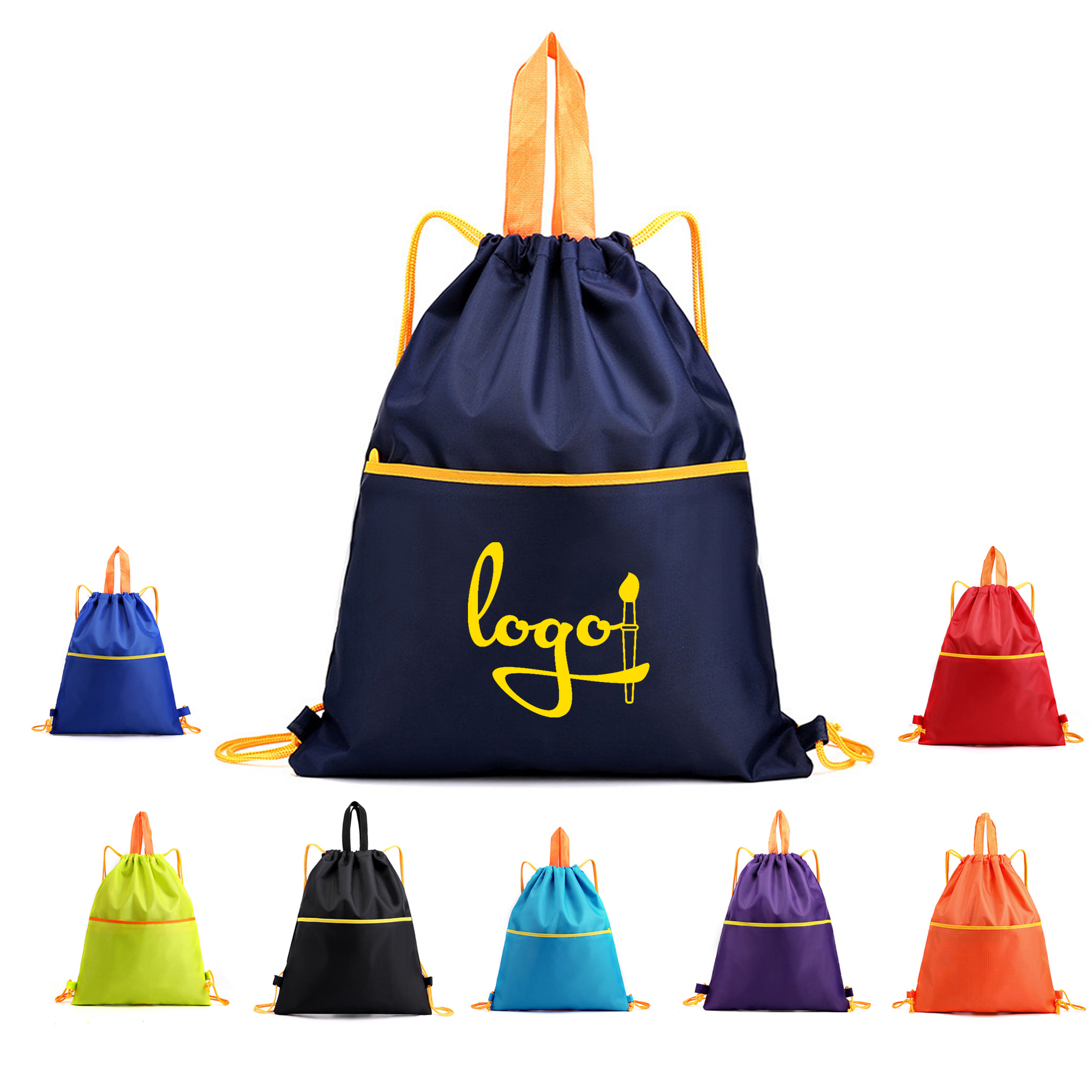 Custom Drawstring Backpack with Front Pocket 9