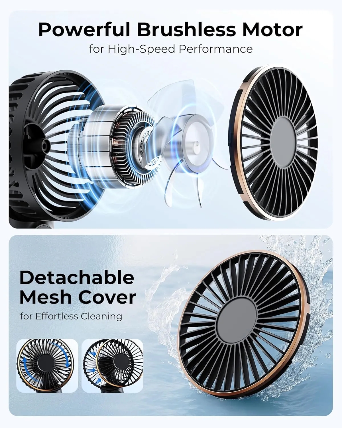 USB Rechargeable Foldable Fan with Real-Time Electricity Display 7
