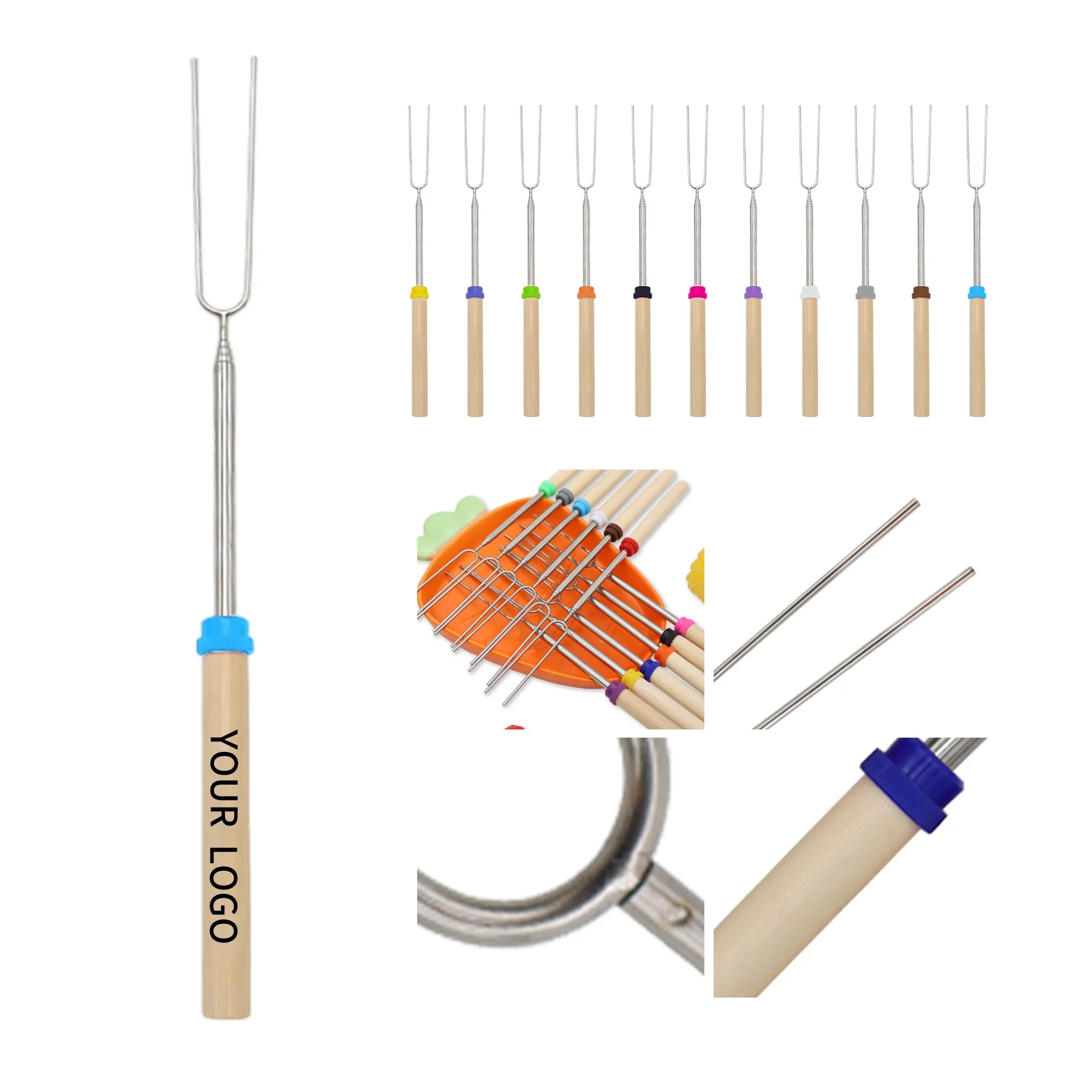 MOQ 50 Telescopic Stainless BBQ Fork 12