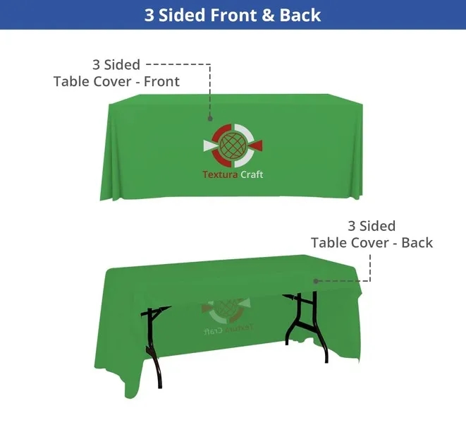 Premium Full Color Table Covers & Throws - 3 sided 6' x 2.5' 2