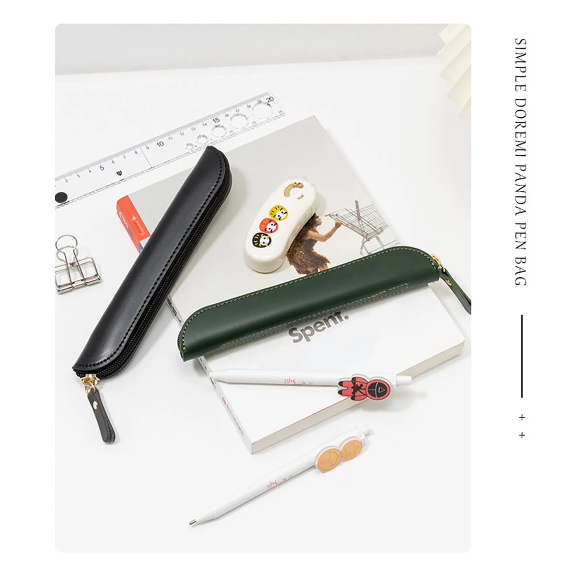 Leather Solid-Color Pencil Case 6