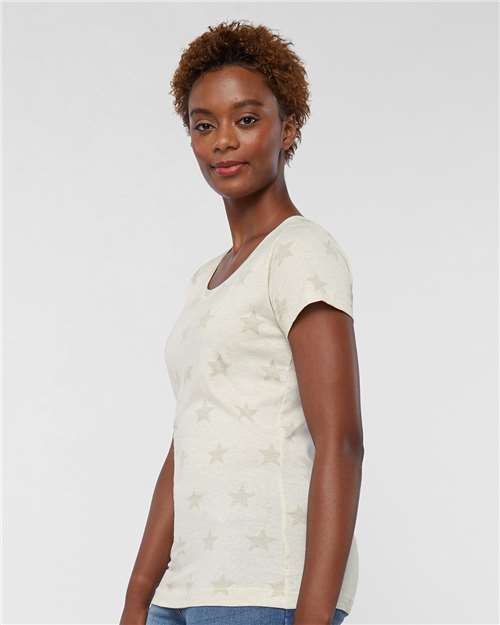 Women's Star Print Scoop Neck Tee - 3629 9