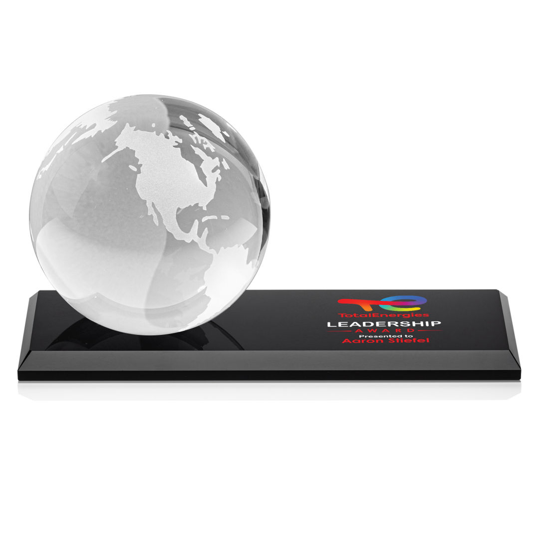 Globe VividPrint™ Award on Rectangle Base - Black 6
