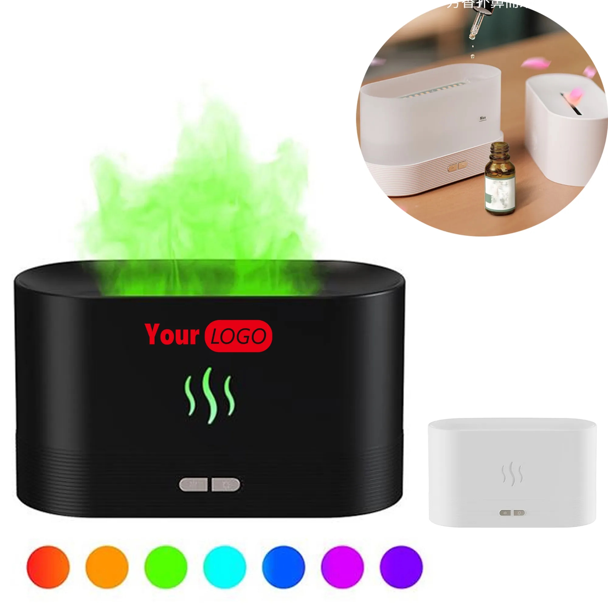 MOQ 20PCS 180ML Simulated Flame Essential Aroma Oil Diffuser 3