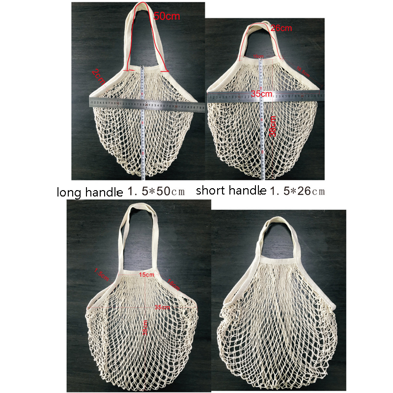 Short Handle Cotton String Net Shopping Grocery Bags 10