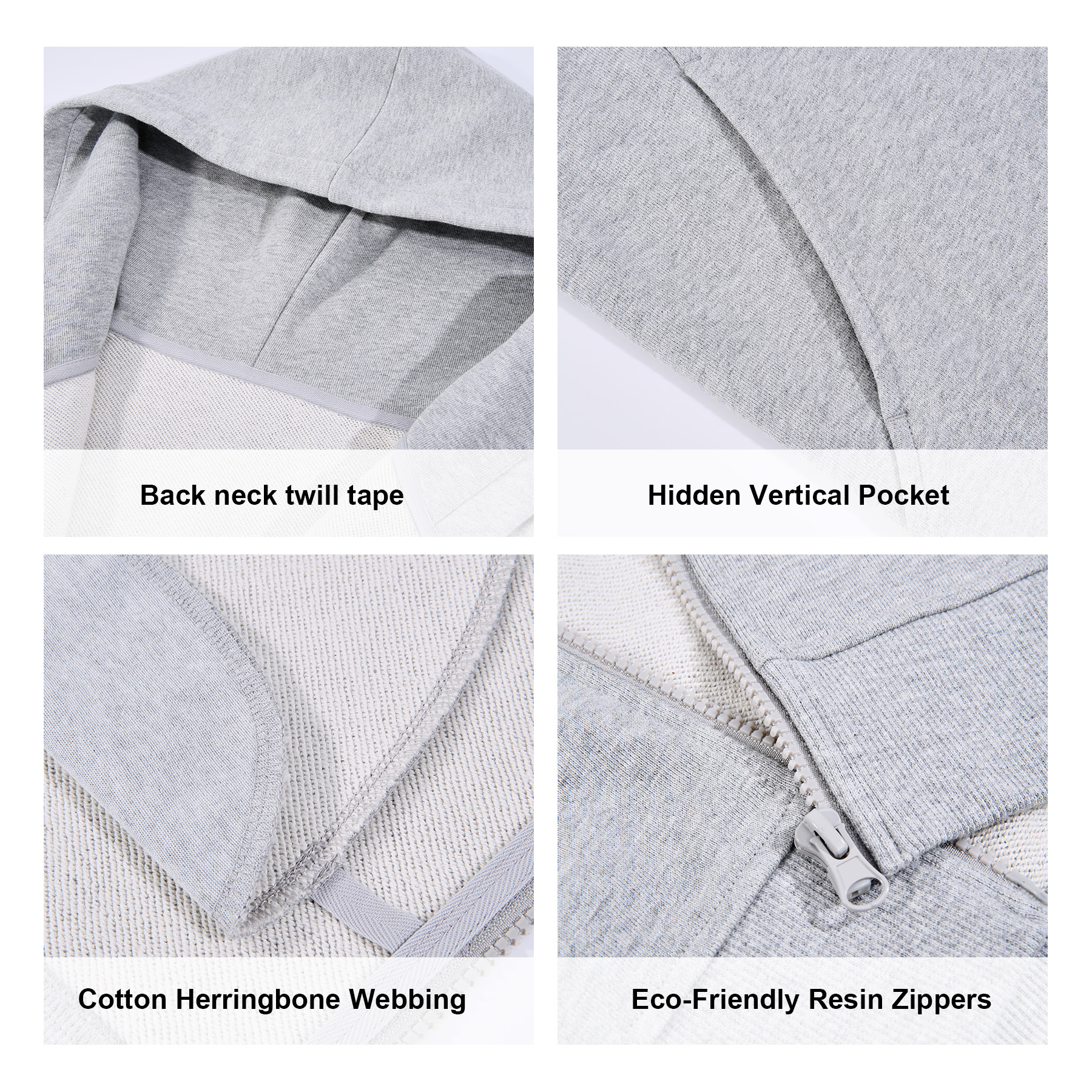 100% Cotton Unisex Fleece Full-Zip Hooded Sweatshirt 15