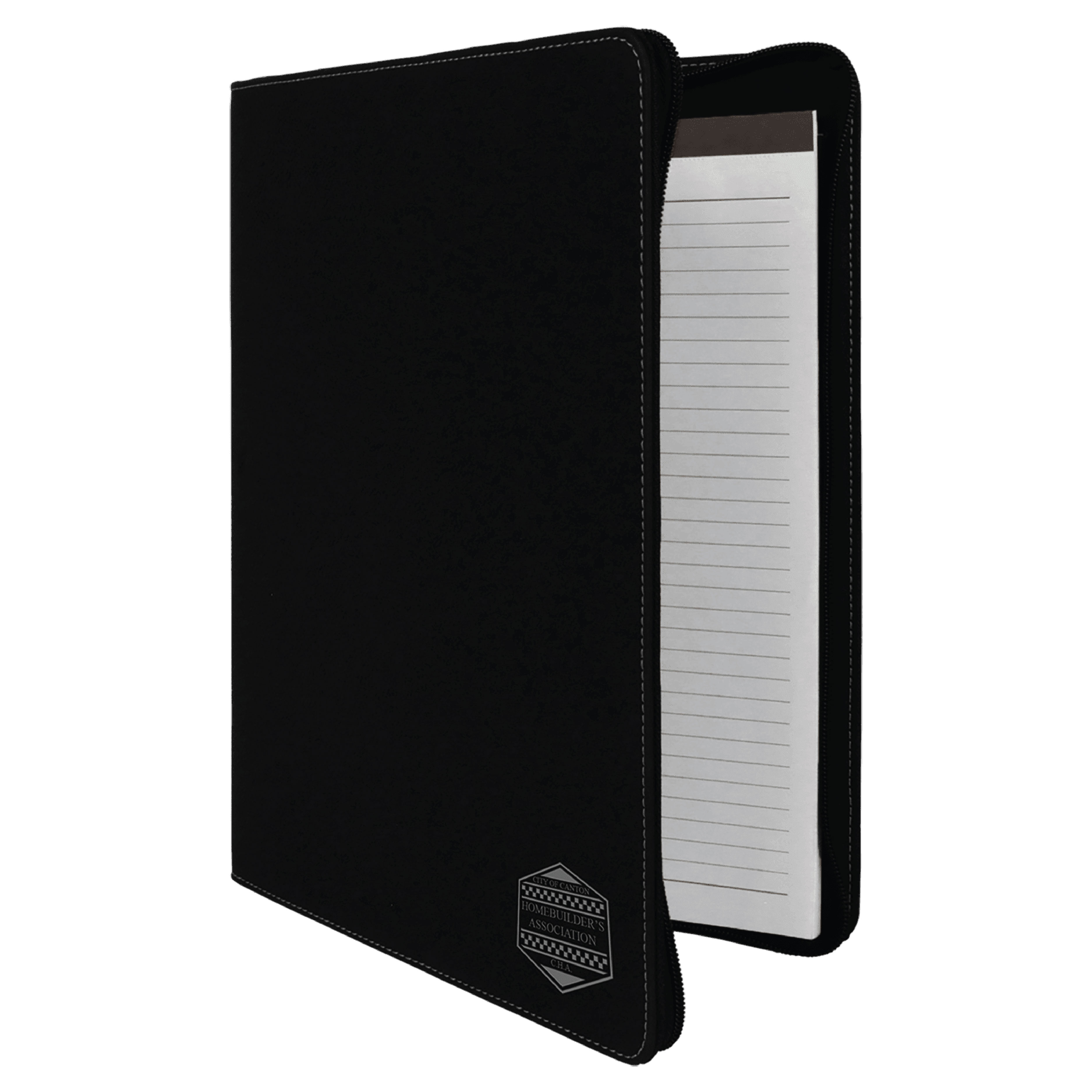 9" x 12" Leatherette Black/Silver Portfolio with Zipper