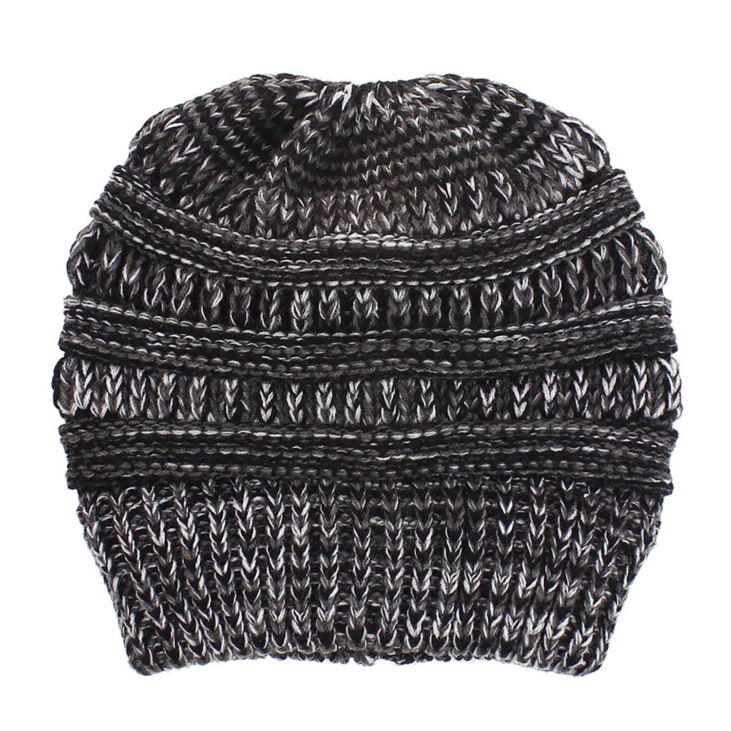 Stretchy Cable Knit Hat for Messy High Buns & Ponytails 12