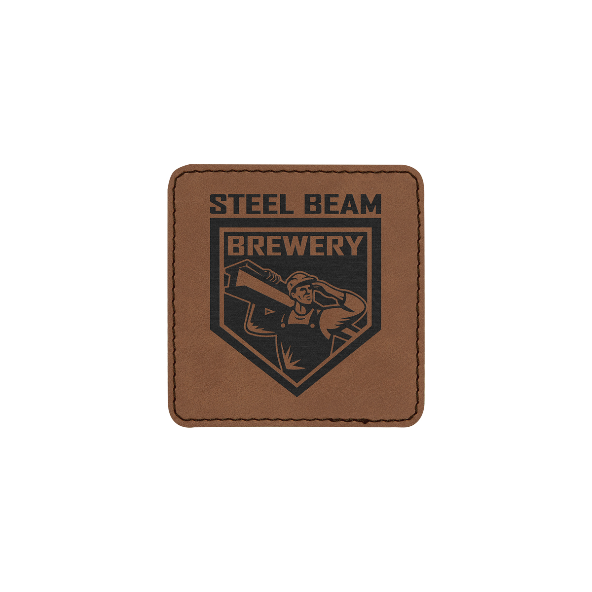 3" Dark Brown Leatherette Square Patch with Adhesive