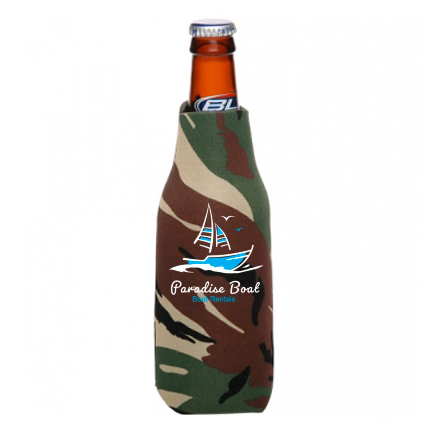 Zipper Beer Bottle Cooler (2 Color Imprint) 18