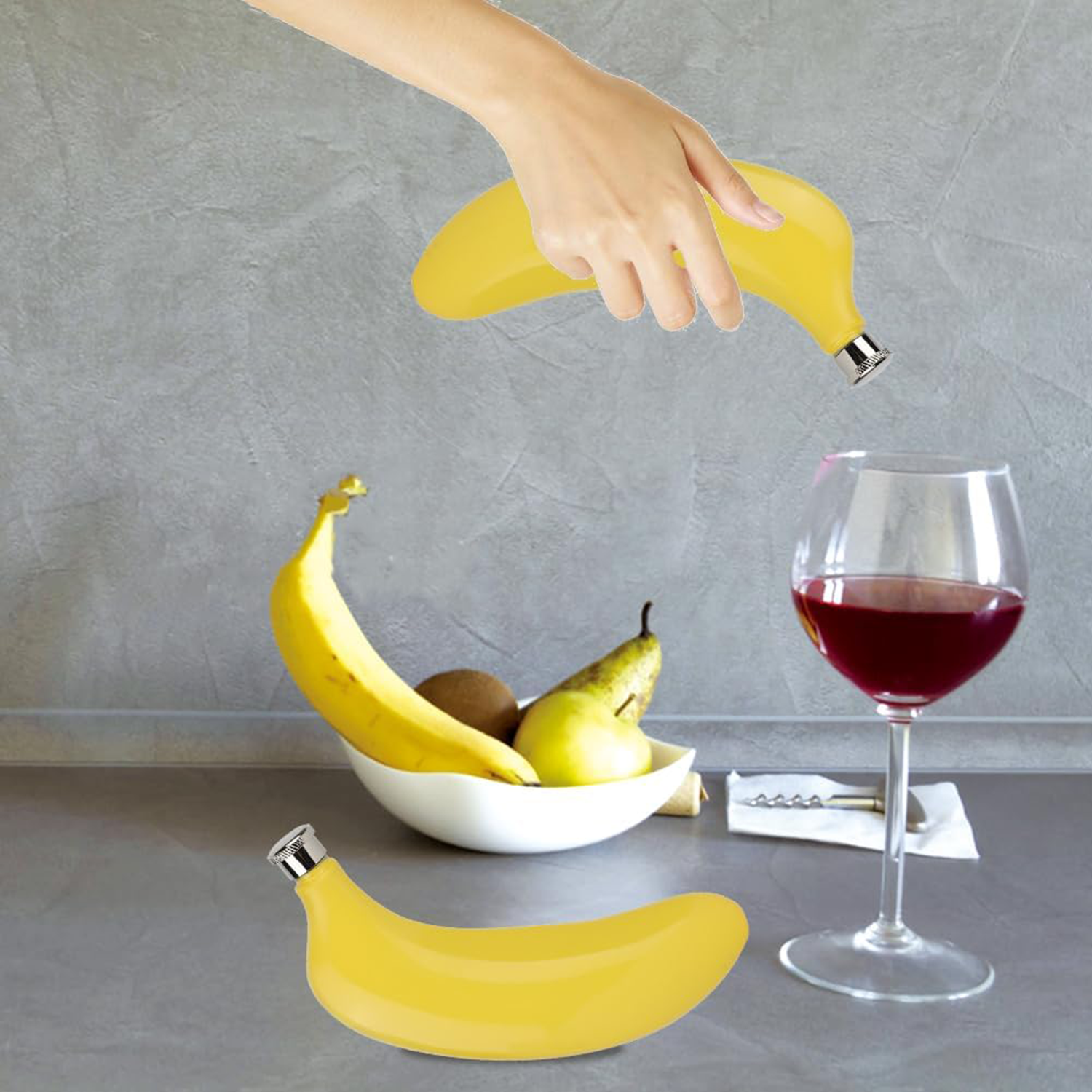 5Oz Portable Stainless Steel Banana Shape Bottle, custom water bottle with logo imprint 5