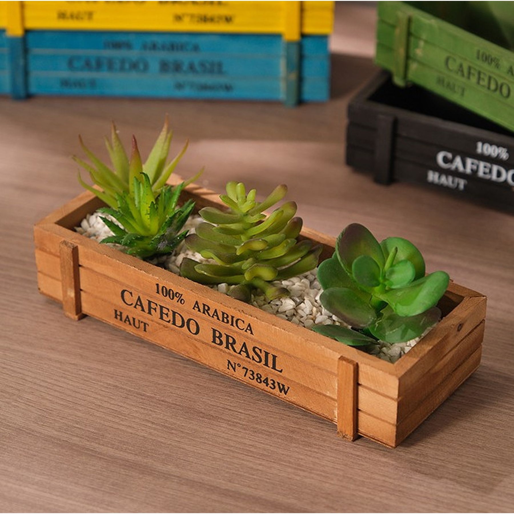 Pine Wood Planter Box Multiple Color Succulent Planters 8
