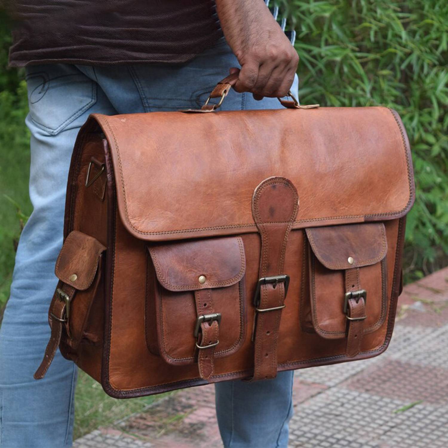 Genuine Leather Laptop bag best computer satchel Briefcase 5