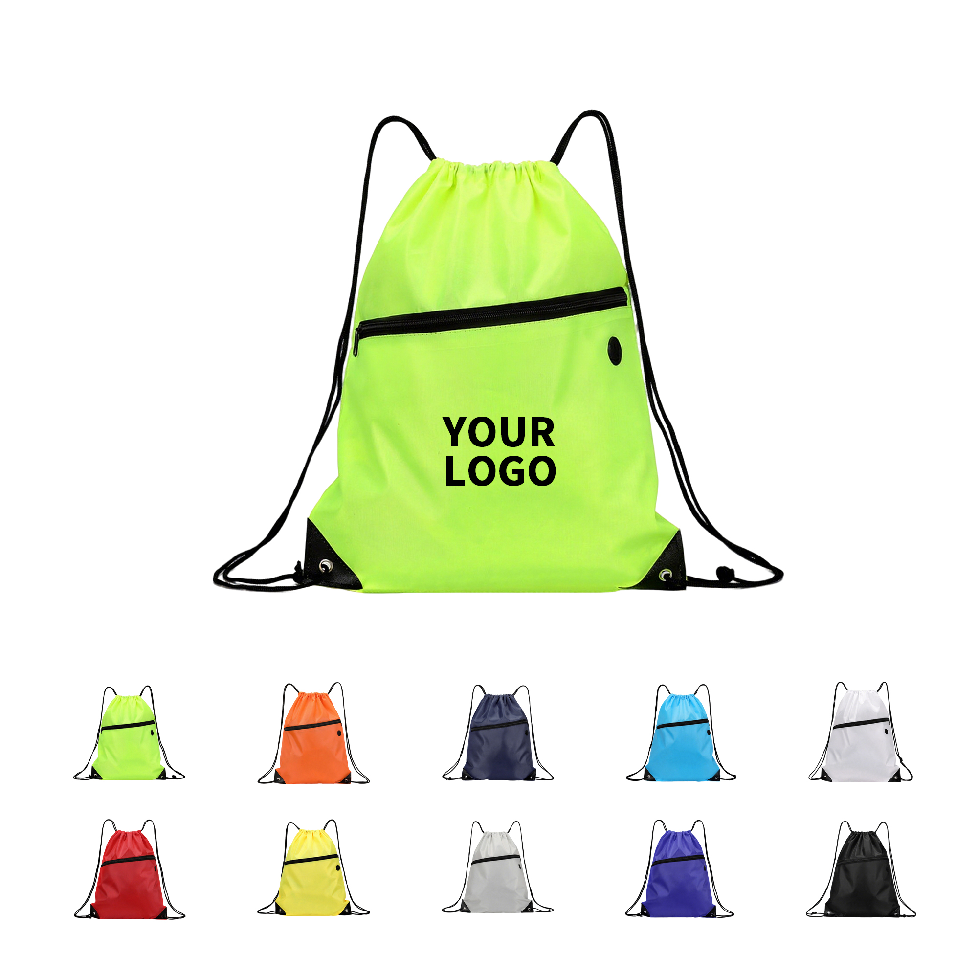Drawstring Sports Sack With Front Pocket Earbud Port 3