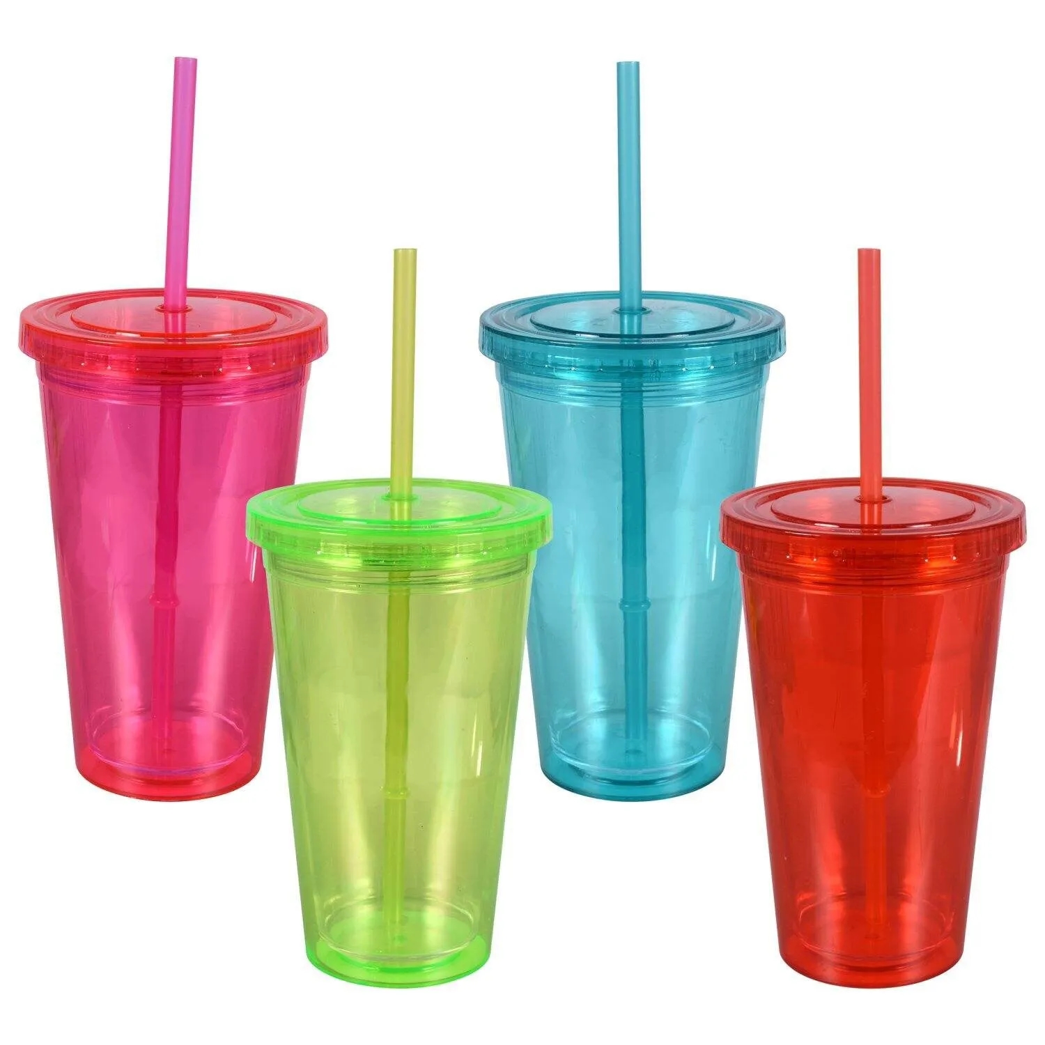 Plastic Double Wall Stadium Cups with Lid & Straw 5