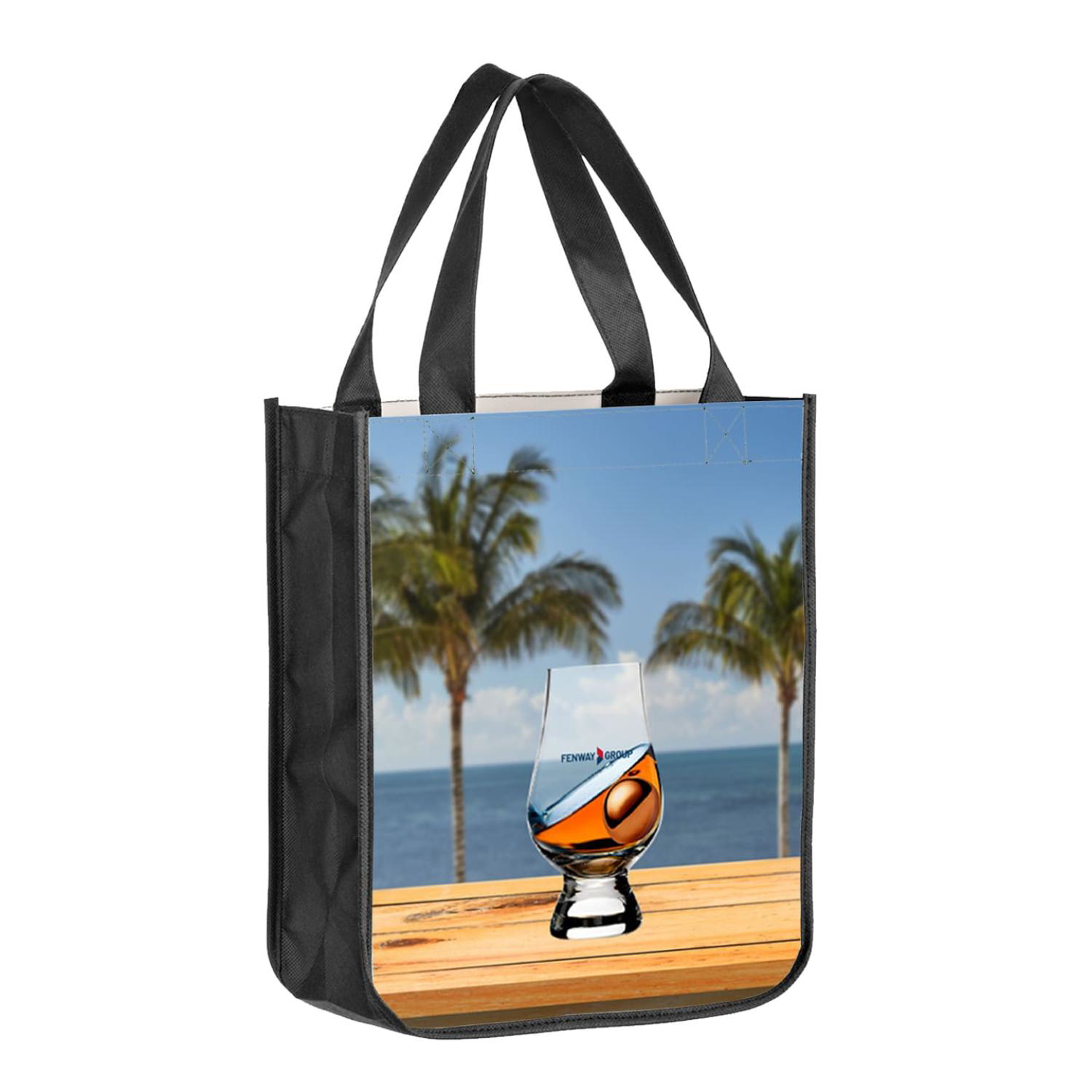 Sublimated PET Non-Woven Tote Bag w/ Rounded Bottom Gusset - 2 Sided (9" x 11" x 4") 2