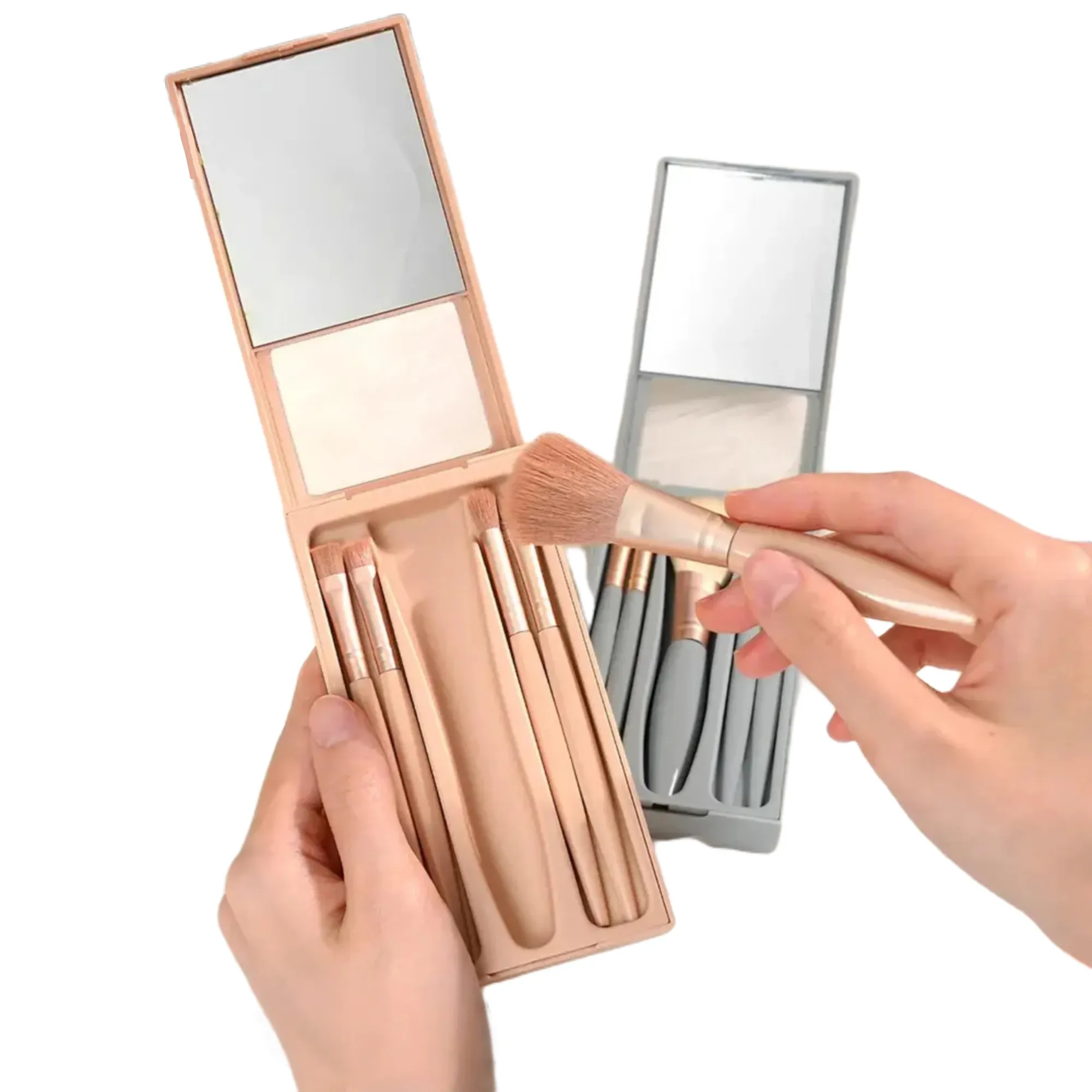 Five Makeup Brush Holder Box With Mirror 7