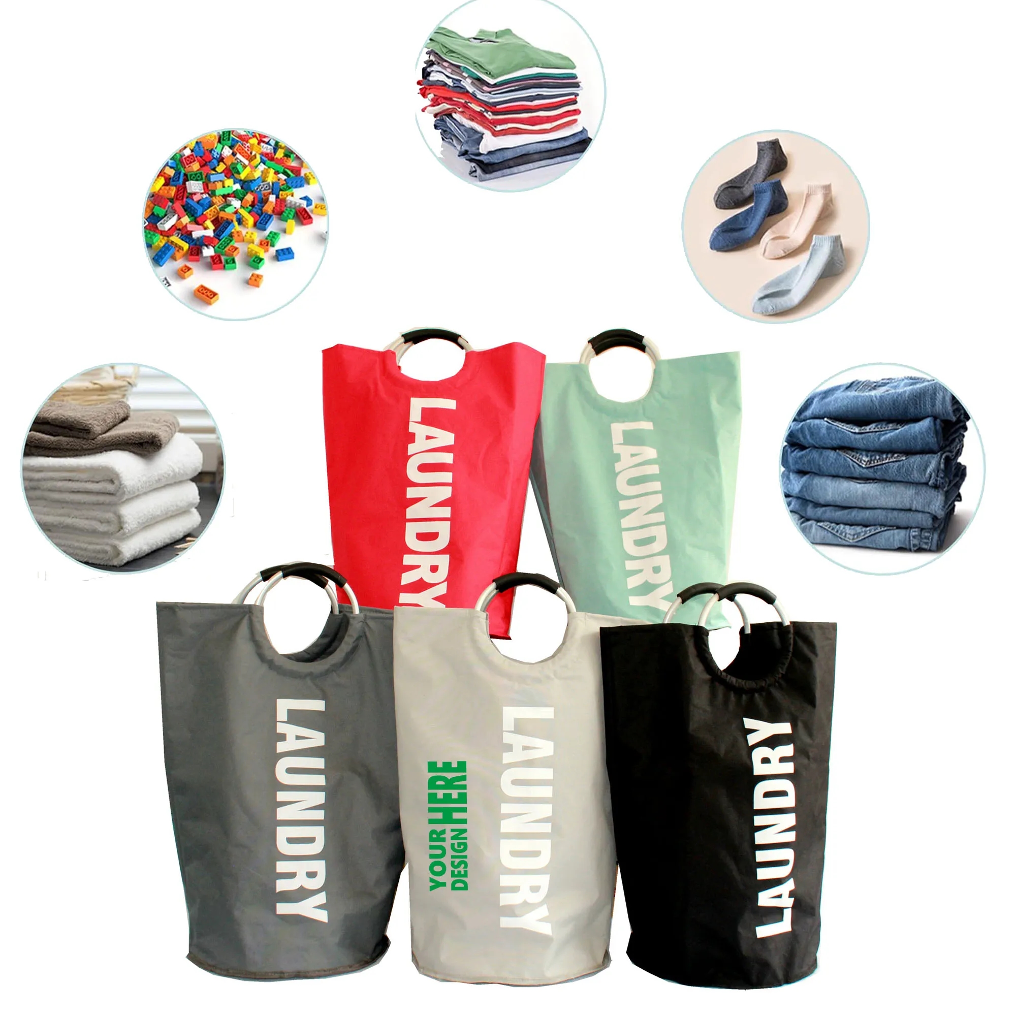 80L Large Capacity Basket Collapsible Laundry Bag