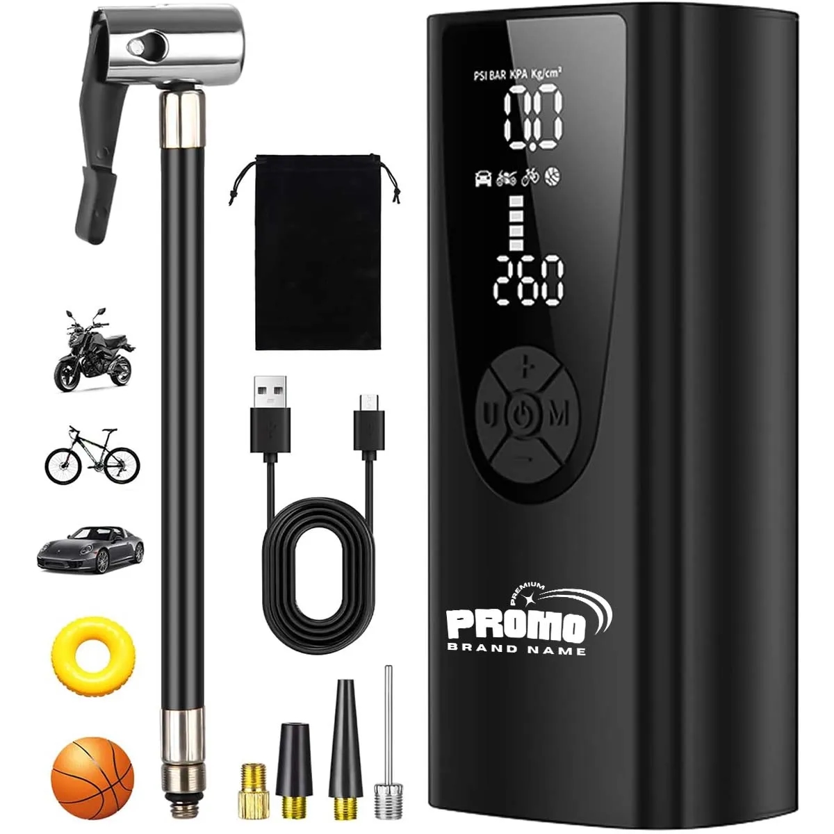 6000mAh Electric Portable Air Pump Tire Inflator Compressor 8