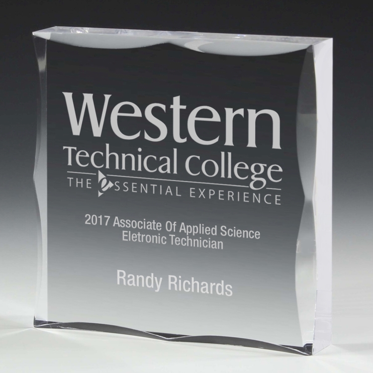 Scalloped Acrylic Paperweight Awards - 4" x 4" x 3/4"- 2400S (Screen Print) 3