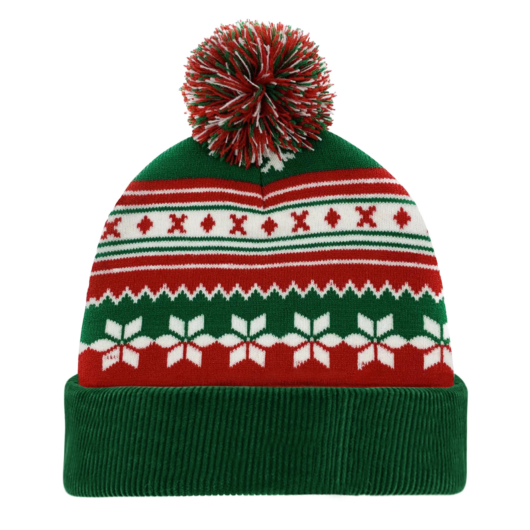 Knitted Acrylic Cuff Winter Beanie with Pom 10
