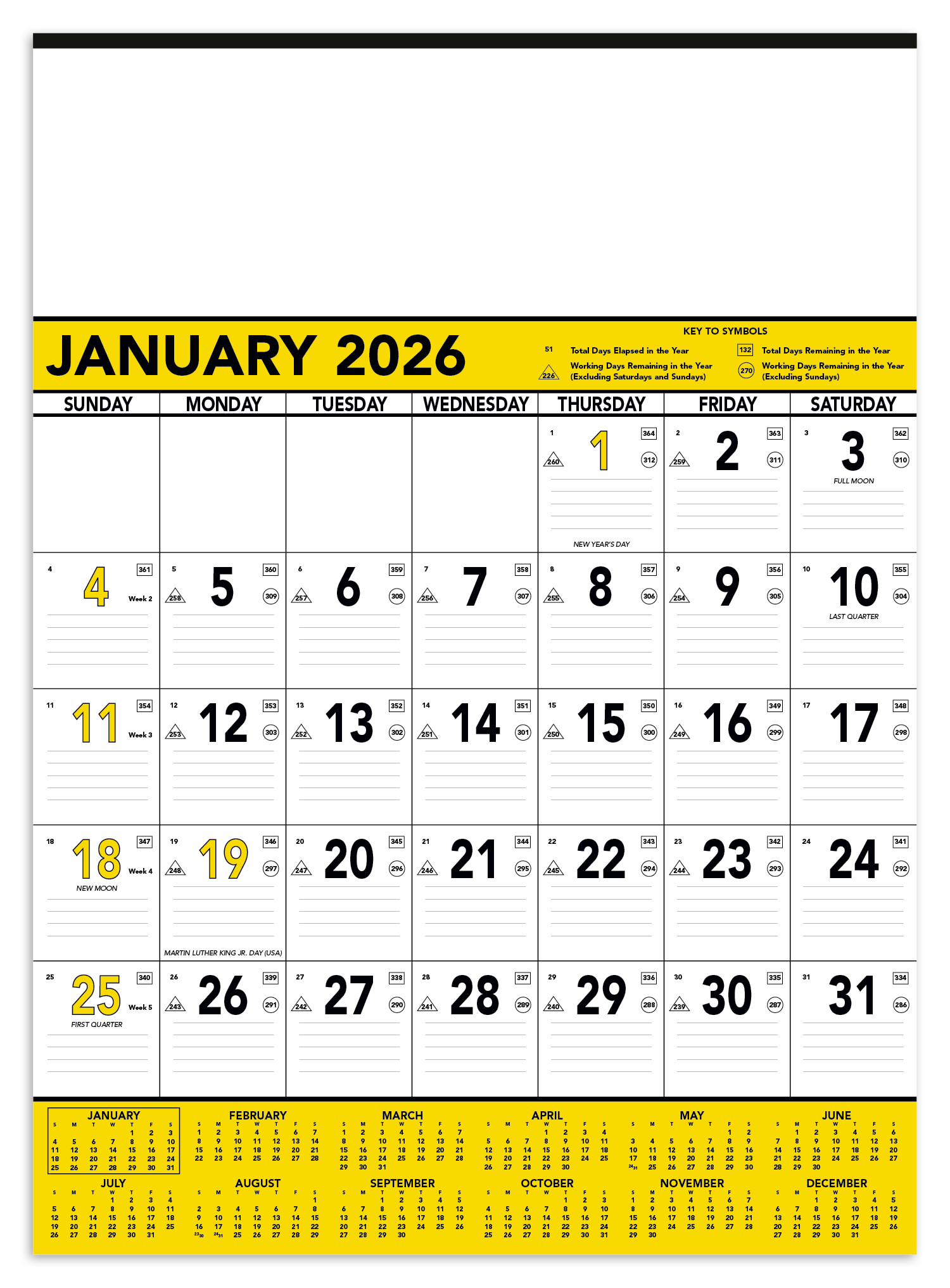 Triumph® Calendars Yellow & Black Contractor Memo Calendar 8