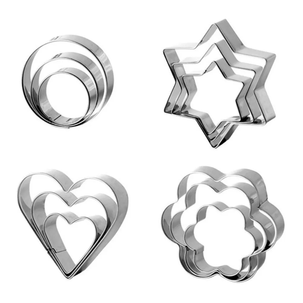 Baking Cookie Cutters Set Flower Round Heart Star Shaped 2