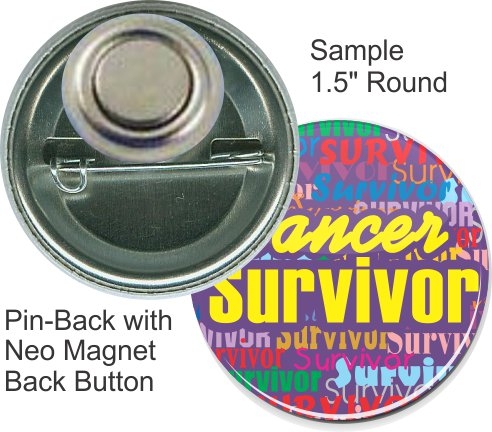 Pin-back with Neo Magnet 1 1/2 Inch Round Button 1