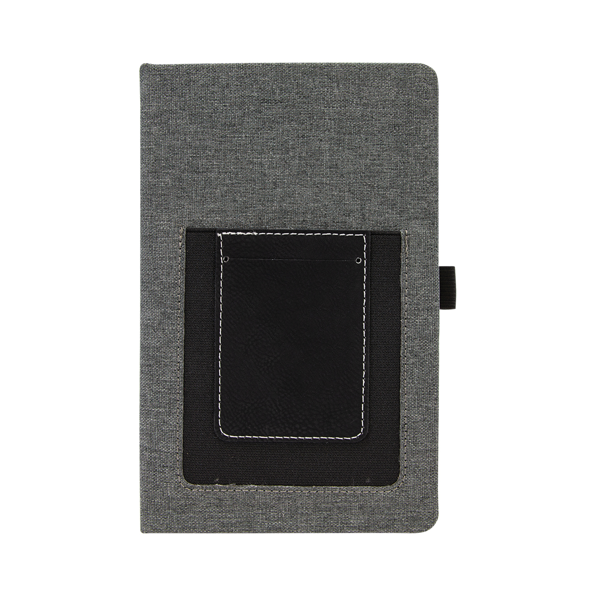 5 1/4" x 8 1/4" Gray w/Black Leatherette Journal with Cell/Card Slot 3