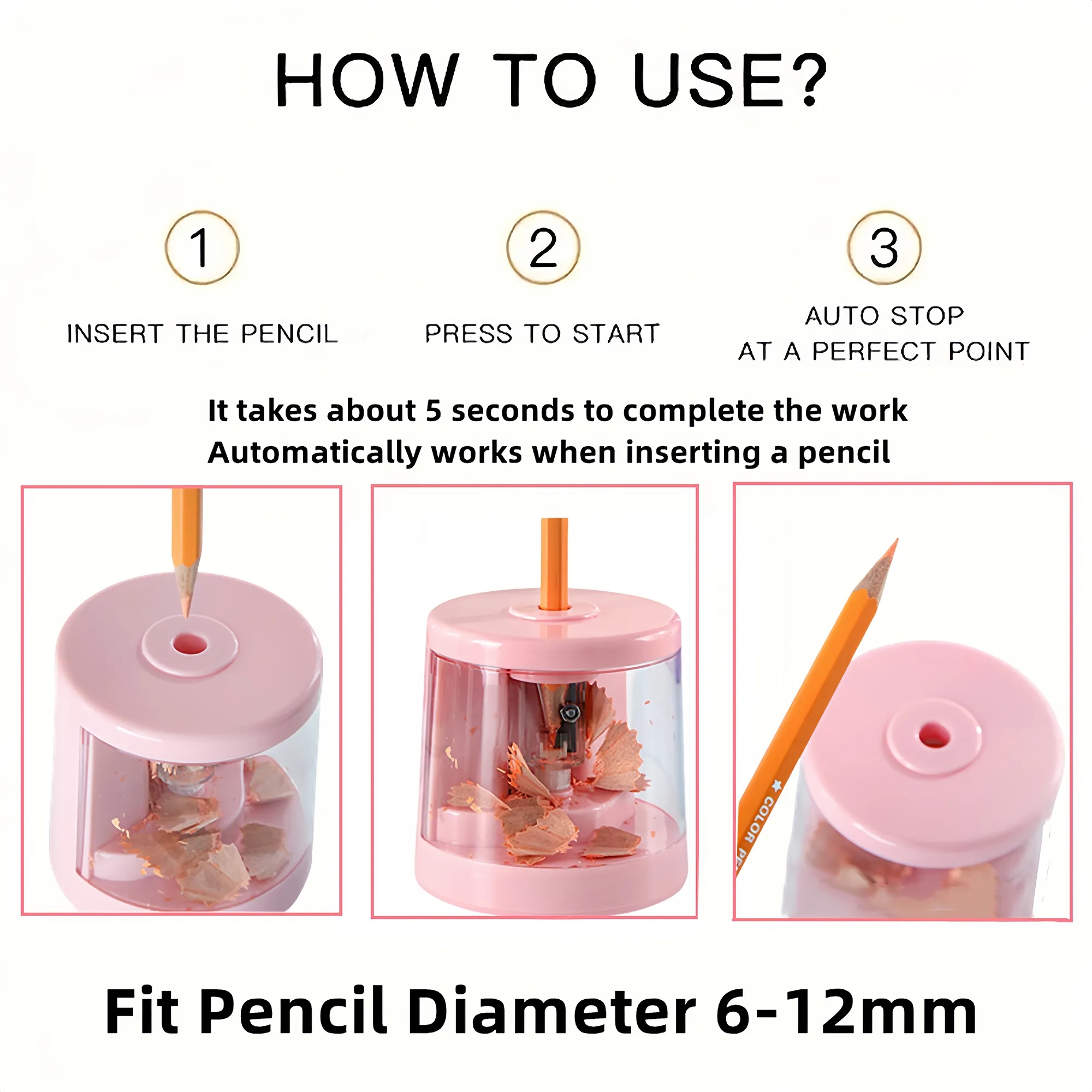 Electric Pencil Sharpener With Replaceable Blades 2