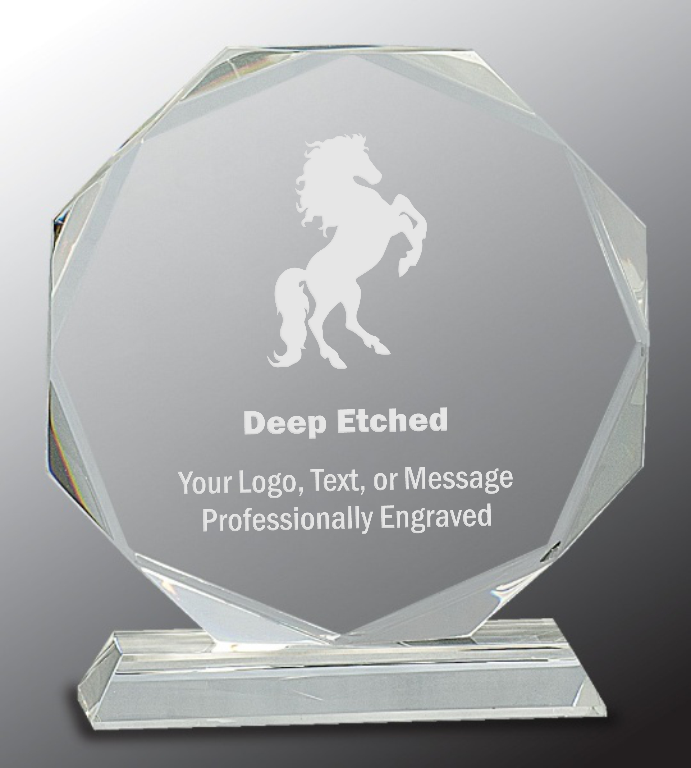 7 1/4" Clear Crystal Octagon Award on Clear Pedestal Base