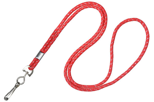 1/8" Metallic Cord Lanyard (Red) With Swivel Hook Attachment 1