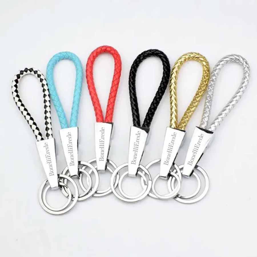 Braided Leather & Metal Keychain 3