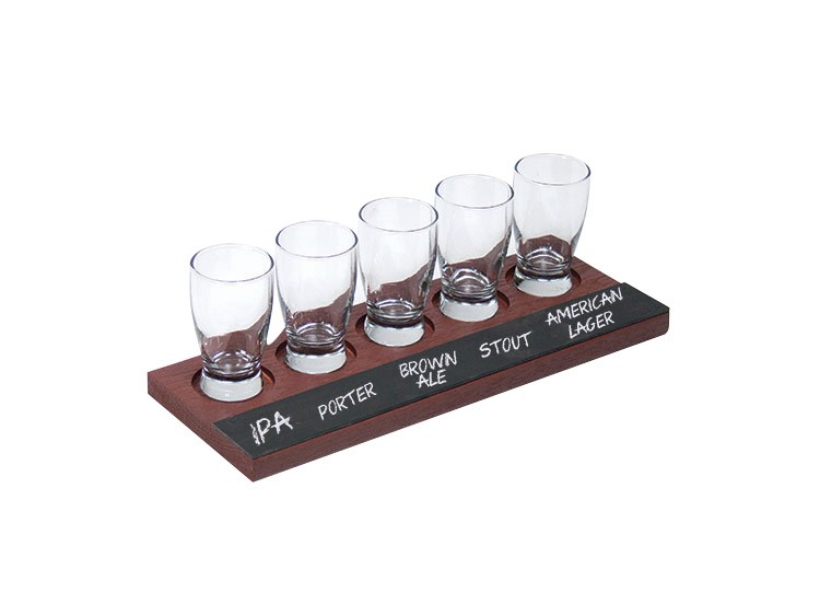 5-Pocket Sampler Tray with Chalkboard Beer Flight