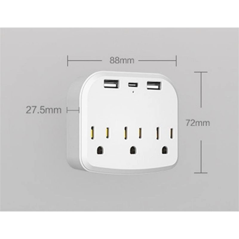 3-Outlet Extender with 3 Usb Power Strip 12