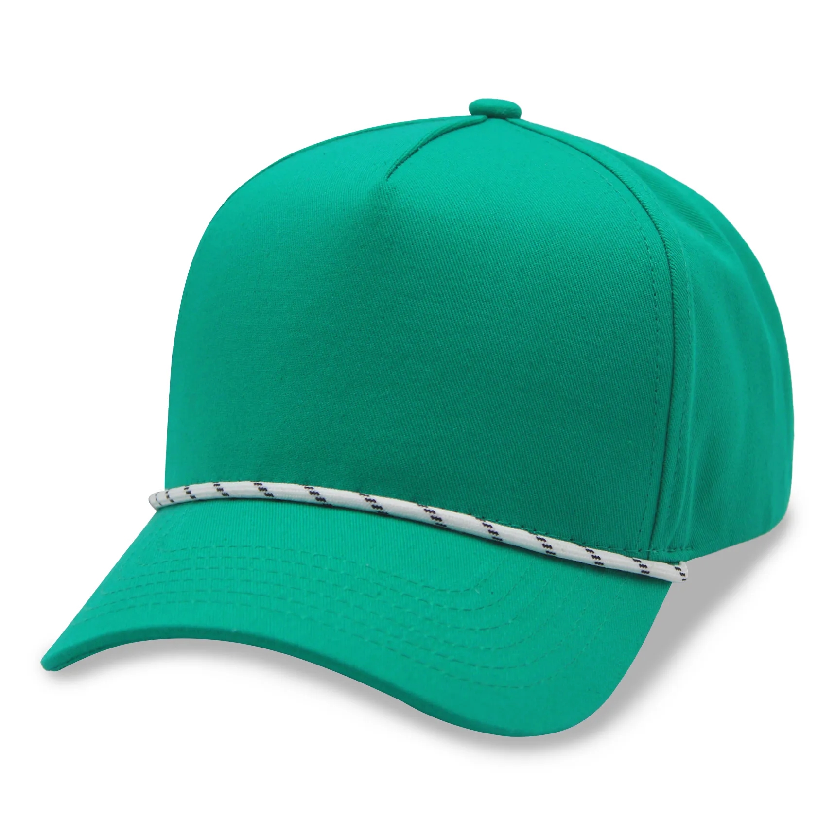 A Frame 5 Panel High Profile Curved Visor Golf Cap w/Rope